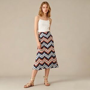 Kenzo Paris sz 36 US 4 Small Chevron Print Silk Skirt Midi Maxi